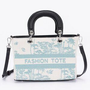 Embroidery Faux Leather Tote Bag